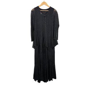 VTG Damianou Sparkling knit asymmetrical dress cardigan set black sz M‎